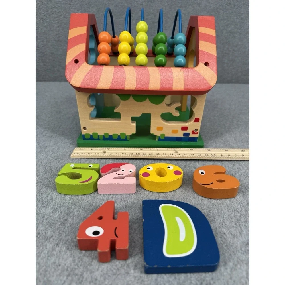 Wooden Shape Sorter House Bead Maze Activity Cube Numbers‎ ABC Blocks